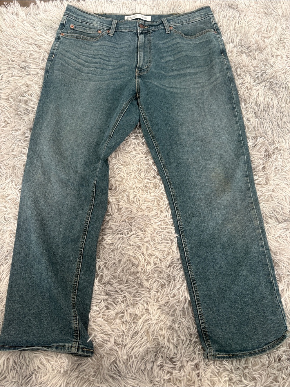 Signature by Levi Strauss Men's Teal Blue Bootcut Jeans 38x30